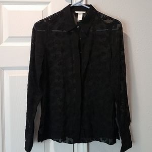 H&M black sheer blouse